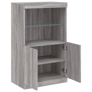 Sideboard Grau Sonoma mit LED-Leuchten 60,5x37x100 cm