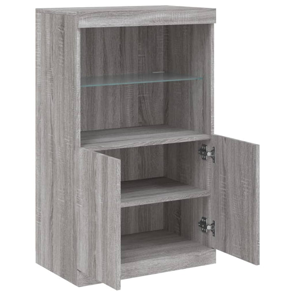 Sideboard Grau Sonoma mit LED-Leuchten 60,5x37x100 cm