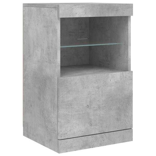 Betongraues Sideboard mit LED-Leuchten, 41x37x67 cm