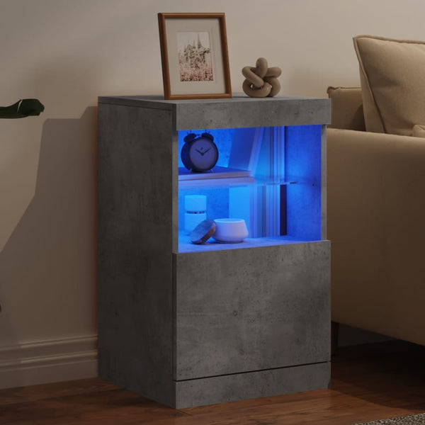 Betongraues Sideboard mit LED-Leuchten, 41x37x67 cm