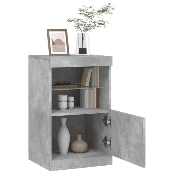 Betongraues Sideboard mit LED-Leuchten, 41x37x67 cm