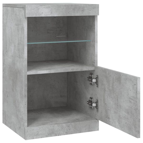 Betongraues Sideboard mit LED-Leuchten, 41x37x67 cm