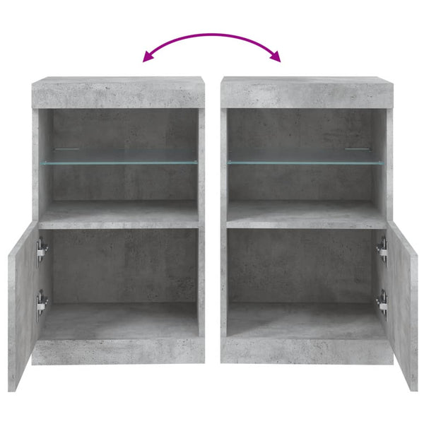 Betongraues Sideboard mit LED-Leuchten, 41x37x67 cm