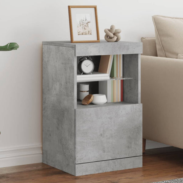 Betongraues Sideboard mit LED-Leuchten, 41x37x67 cm