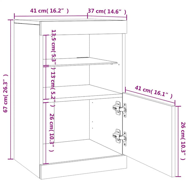 Graues Sideboard mit LED-Leuchten 41x37x67 cm