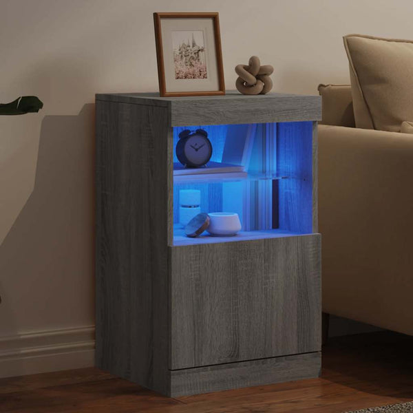Graues Sideboard mit LED-Leuchten 41x37x67 cm