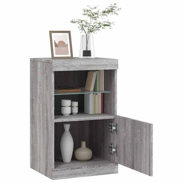 Graues Sideboard mit LED-Leuchten 41x37x67 cm