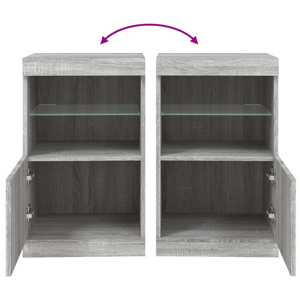 Graues Sideboard mit LED-Leuchten 41x37x67 cm
