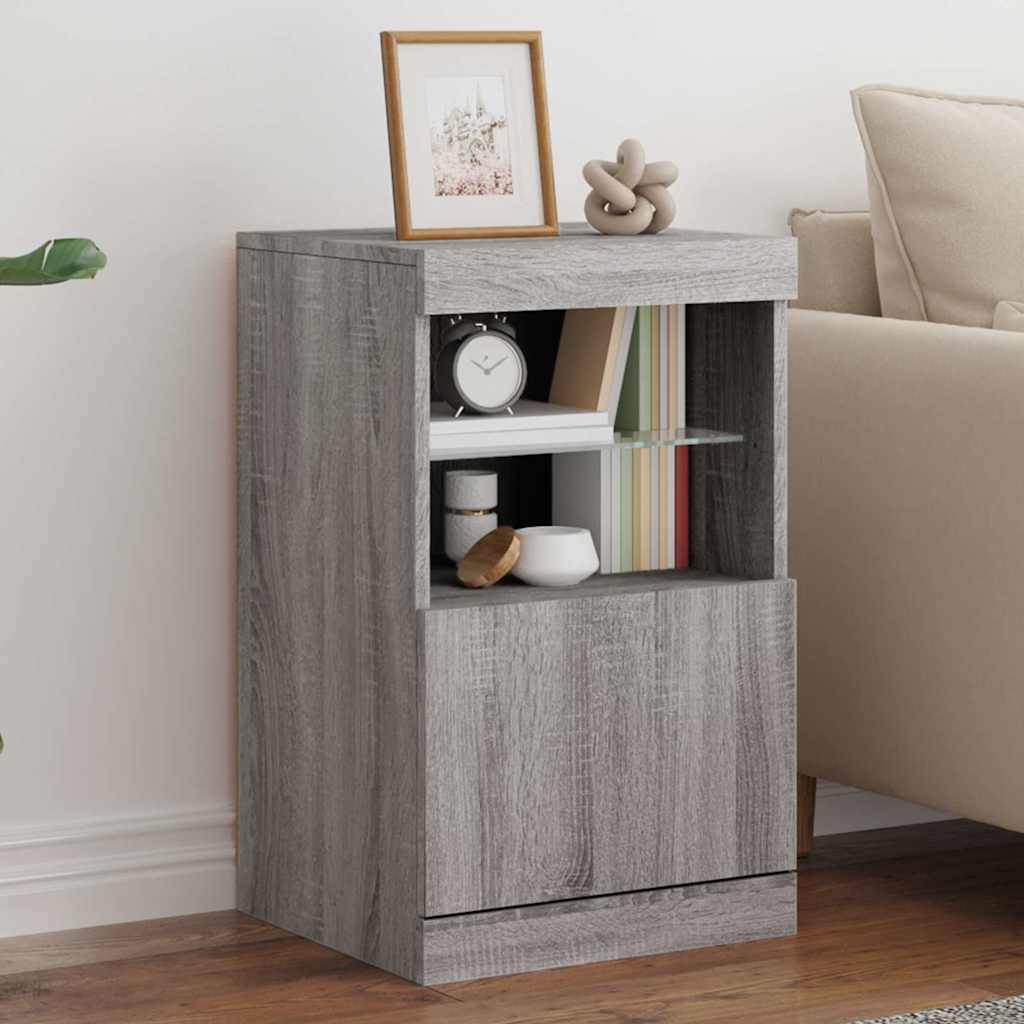 Graues Sideboard mit LED-Leuchten 41x37x67 cm
