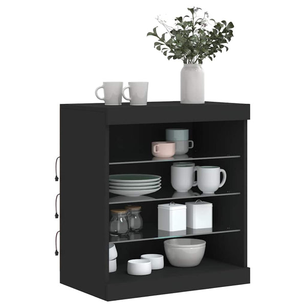 Sideboard mit LED Schwarz 60,5 cm