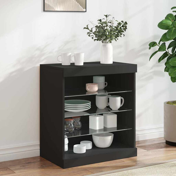 Sideboard mit LED Schwarz 60,5 cm