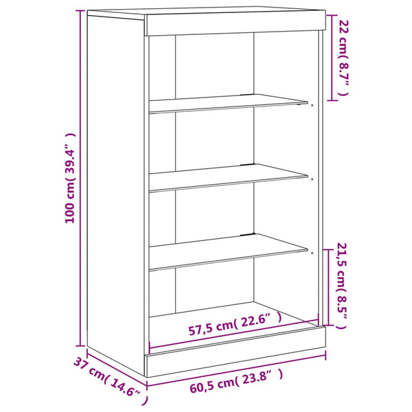 Sideboard mit LED Braun Eichen-Optik 60,5x37x100 cm
