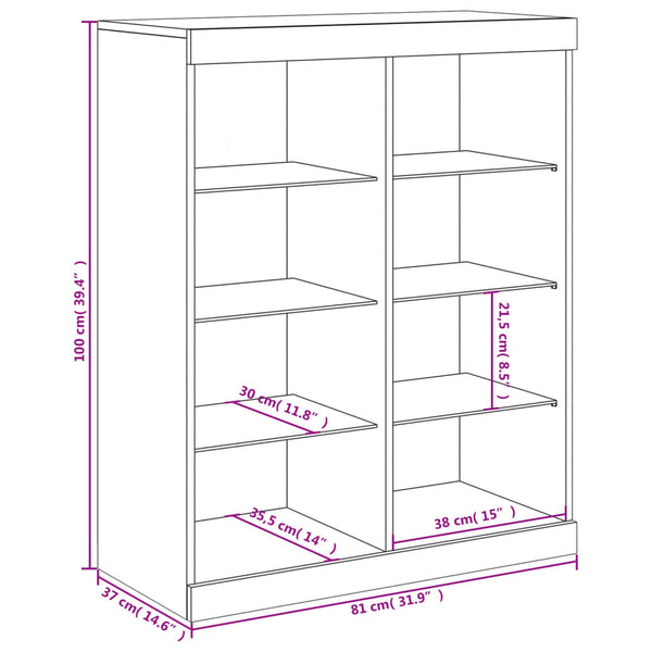 Sideboard mit LED Betongrau 81x37x100 cm