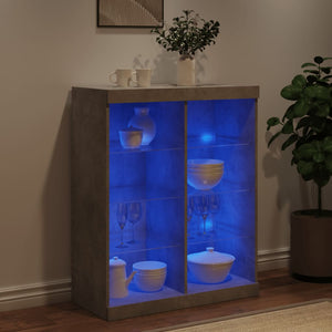Sideboard mit LED Betongrau 81x37x100 cm
