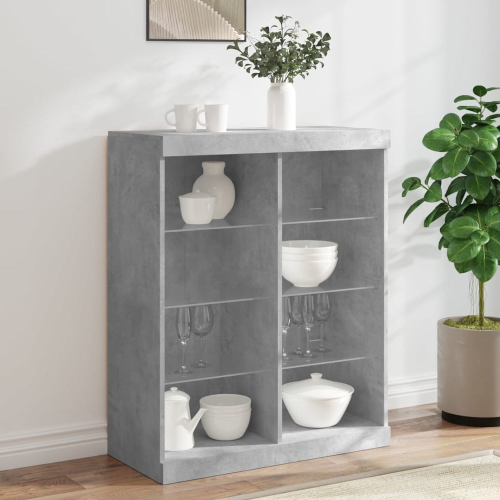 Sideboard mit LED Betongrau 81x37x100 cm