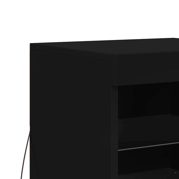 Schwarzes Sideboard mit LED-Leuchten 41x37x67 cm