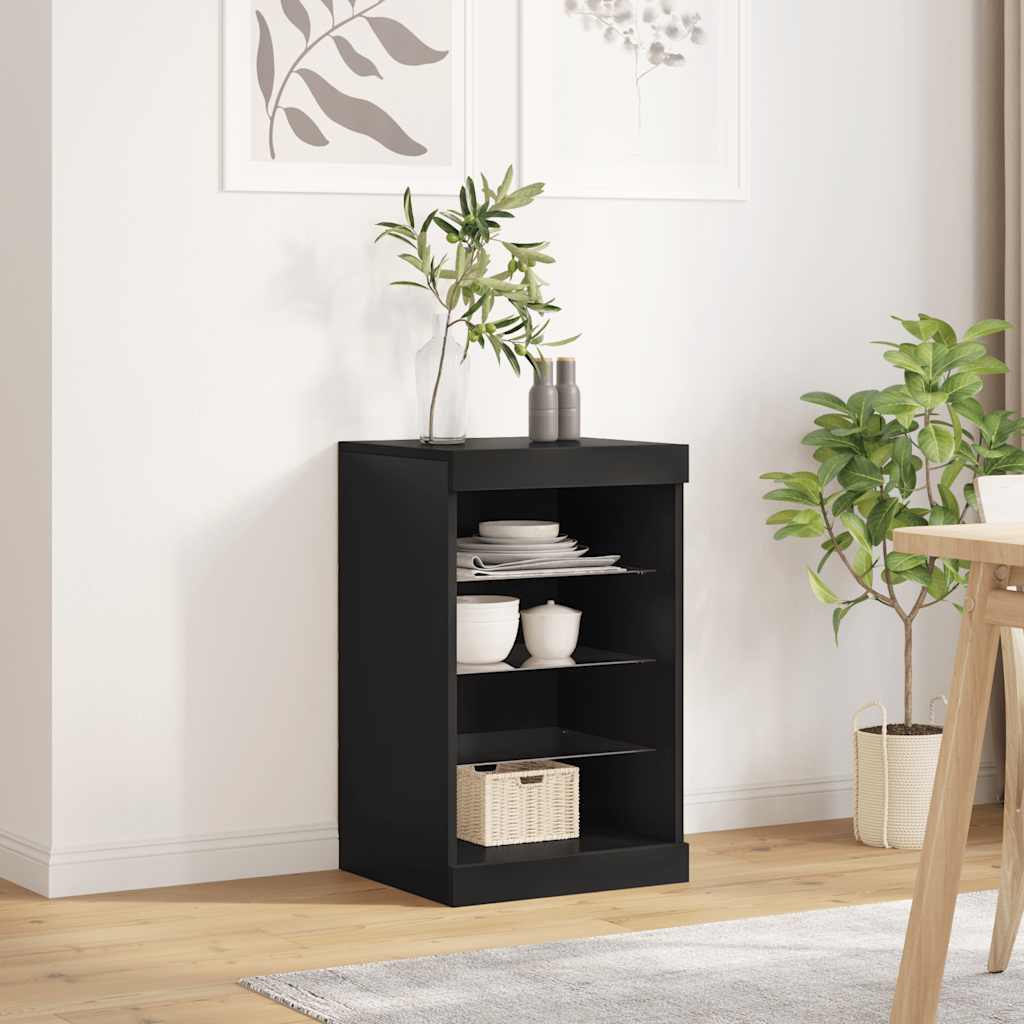 Schwarzes Sideboard mit LED-Leuchten 41x37x67 cm