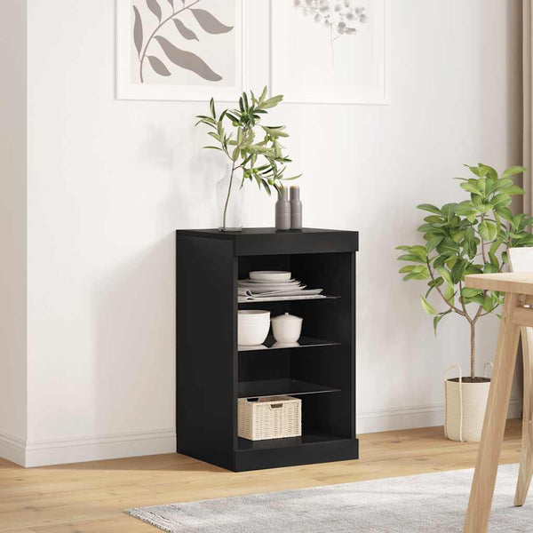 Schwarzes Sideboard mit LED-Leuchten 41x37x67 cm