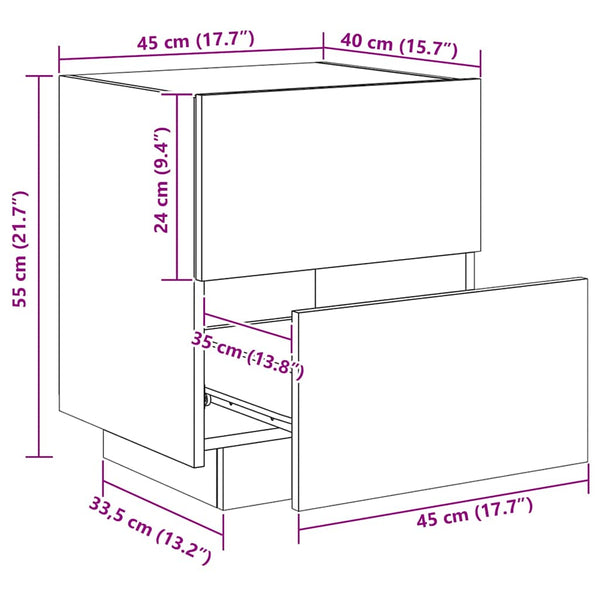 LED Nachttische Schwarz 2er-Set