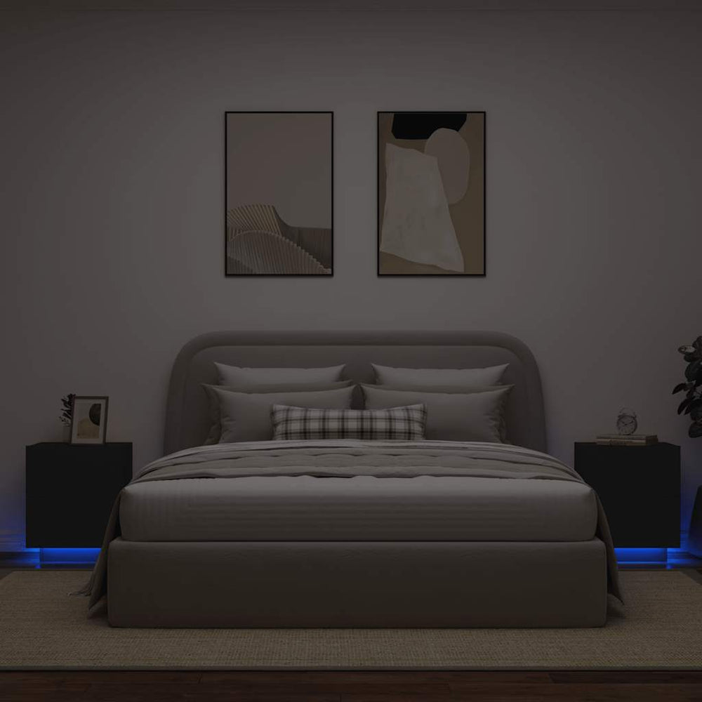 LED Nachttische Schwarz 2er-Set