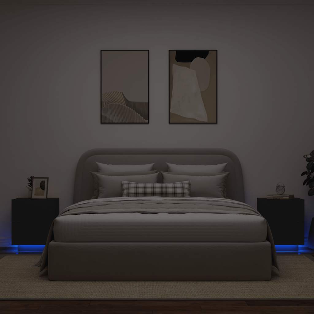 LED Nachttische Schwarz 2er-Set