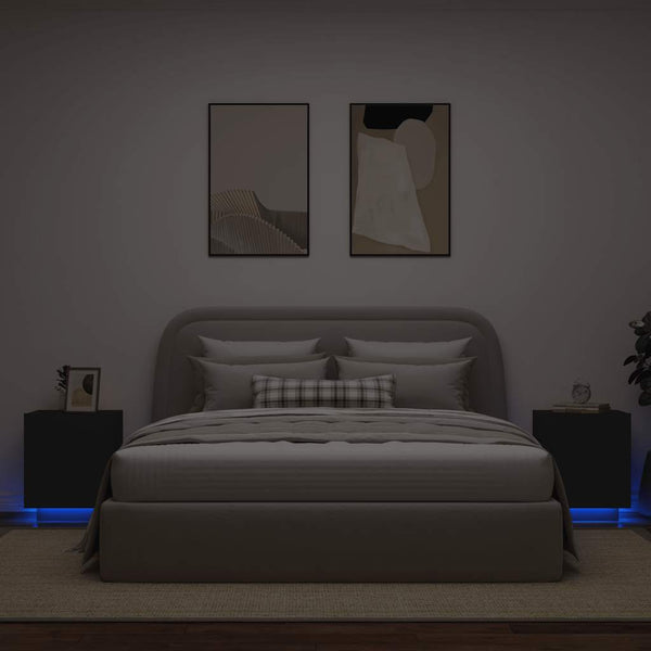 LED Nachttische Schwarz 2er-Set