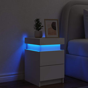 Nachttisch mit LED Weiß 35x39x55 cm