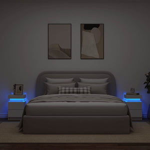 Nachttische mit LED-Leuchten, 2er-Set, Weiß
