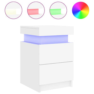 Nachttische mit LED-Leuchten, 2er-Set, Weiß