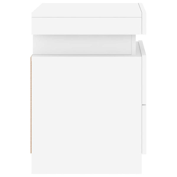 Nachttische mit LED-Leuchten, 2er-Set, Weiß