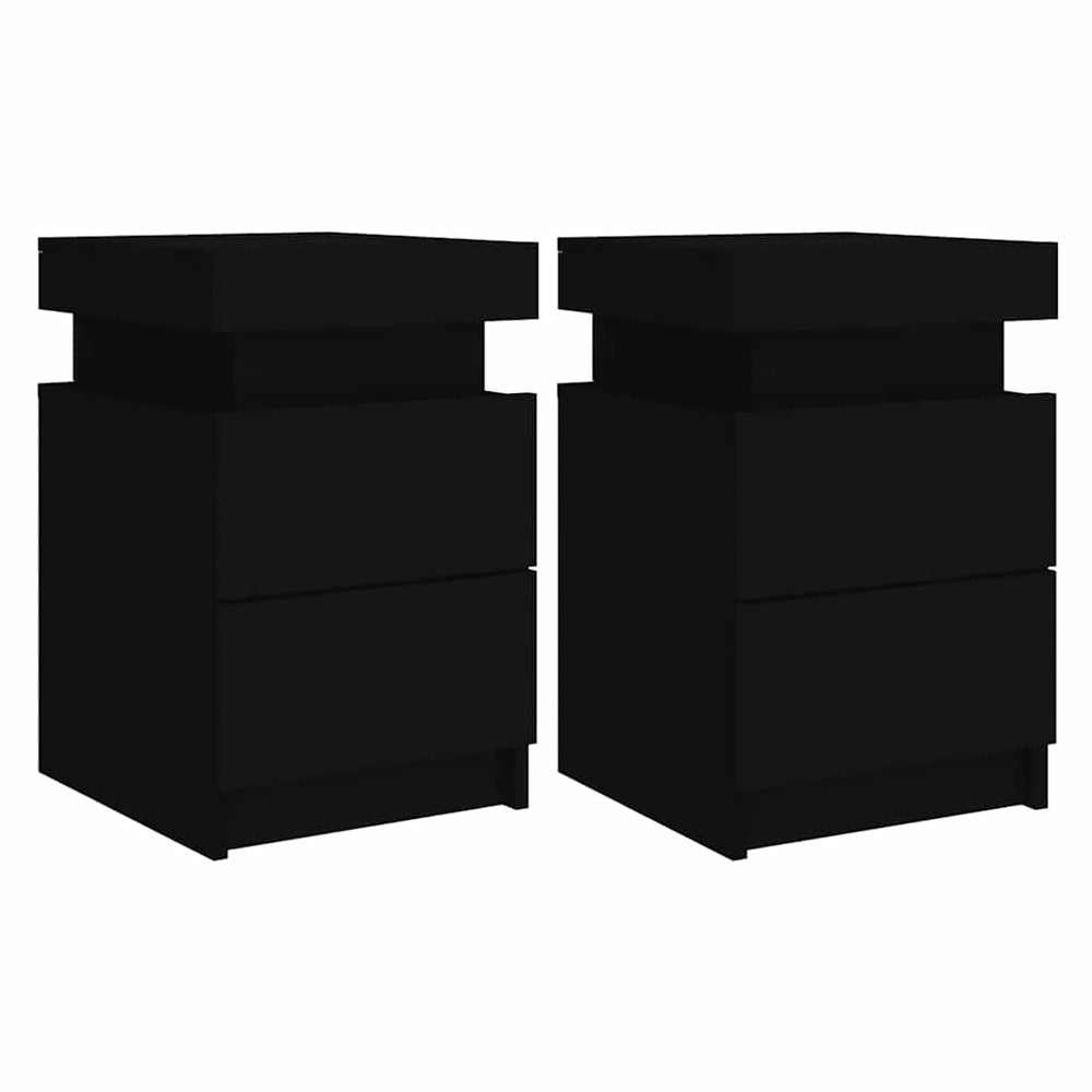 Nachttische mit LED Schwarz 2er-Set