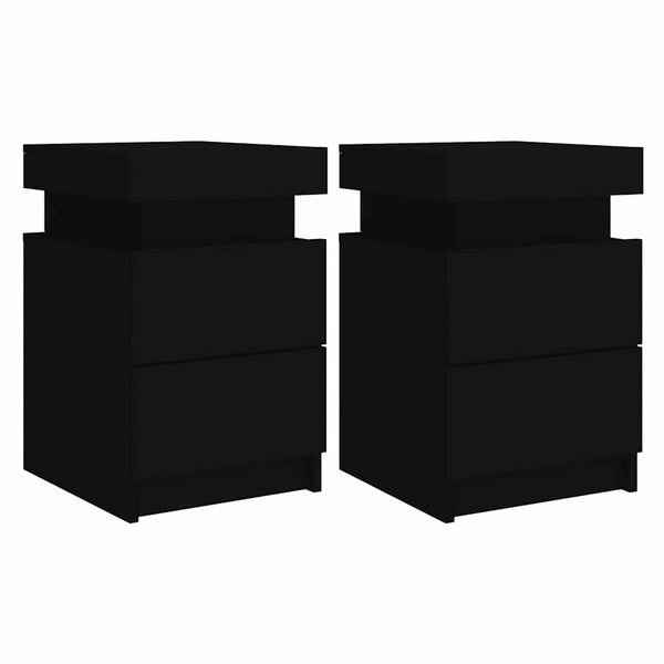 Nachttische mit LED Schwarz 2er-Set