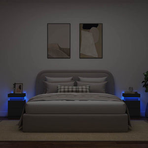 Nachttische mit LED Schwarz 2er-Set