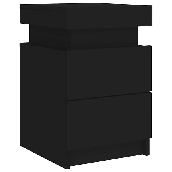 Nachttische mit LED Schwarz 2er-Set
