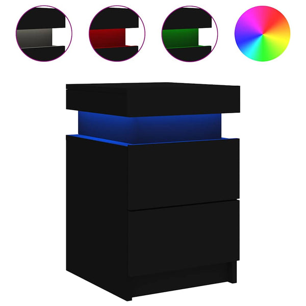 Nachttische mit LED Schwarz 2er-Set