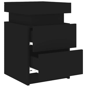 Nachttische mit LED Schwarz 2er-Set