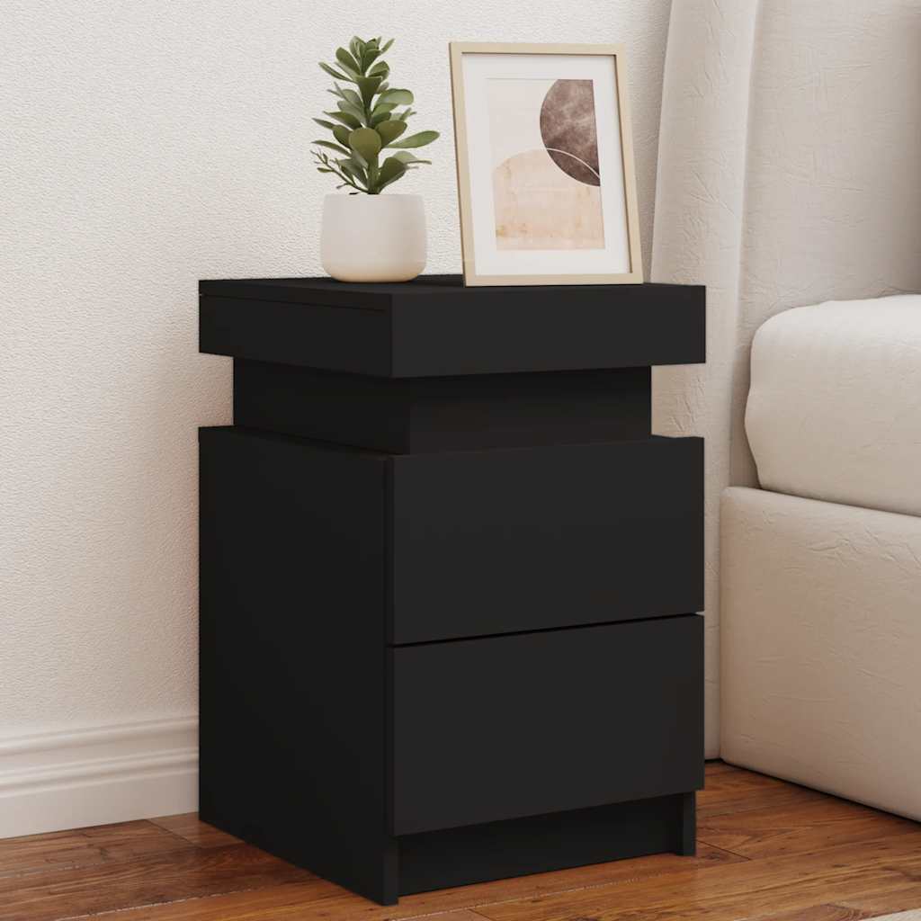 Nachttische mit LED Schwarz 2er-Set