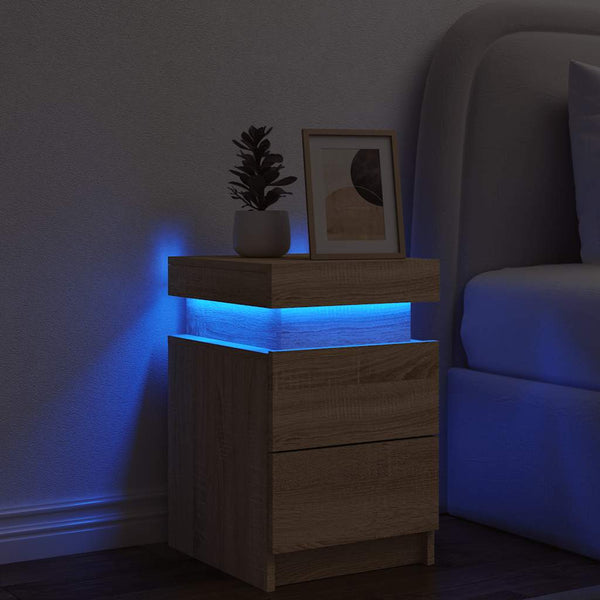 Nachttisch Sonoma-Eiche mit LED-Leuchten