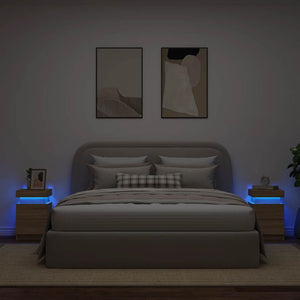 Nachttische mit LED Sonoma Eiche 2er-Set