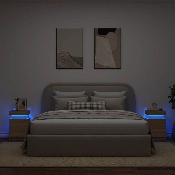 Nachttische mit LED Sonoma Eiche 2er-Set