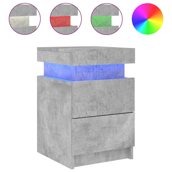 Nachttisch Betongrau mit LED-Leuchten