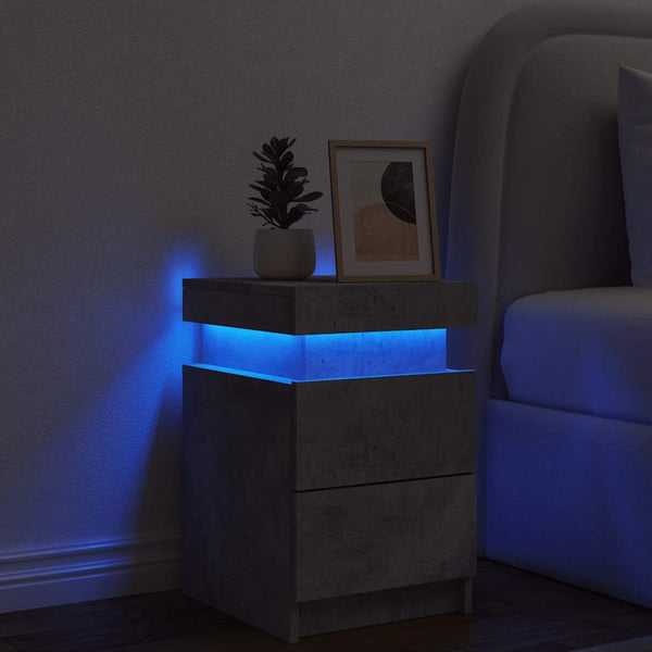 Nachttisch Betongrau mit LED-Leuchten