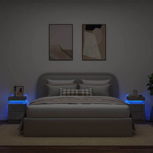 Nachttische mit LED-Leuchten, 2er-Set Betongrau