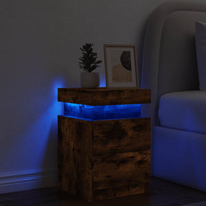 Nachttisch mit LED Räuchereiche 35x39x55 cm