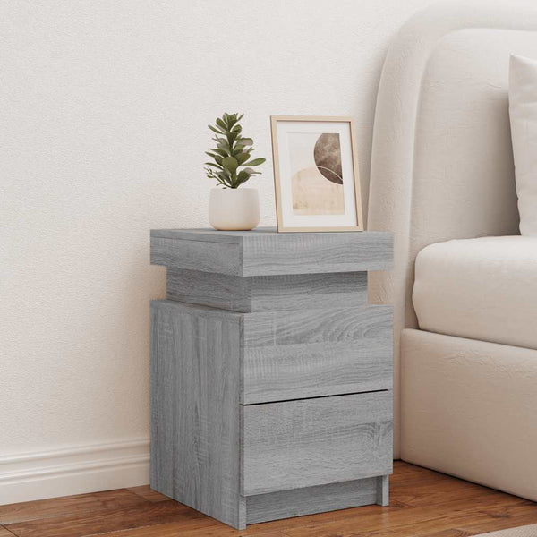Nachttisch mit LED Grau Sonoma 35x39x55 cm