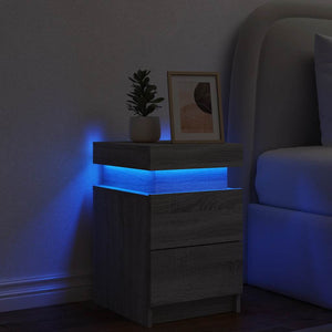 Nachttisch mit LED Grau Sonoma 35x39x55 cm