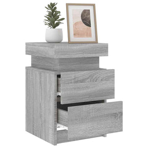 Nachttisch mit LED Grau Sonoma 35x39x55 cm