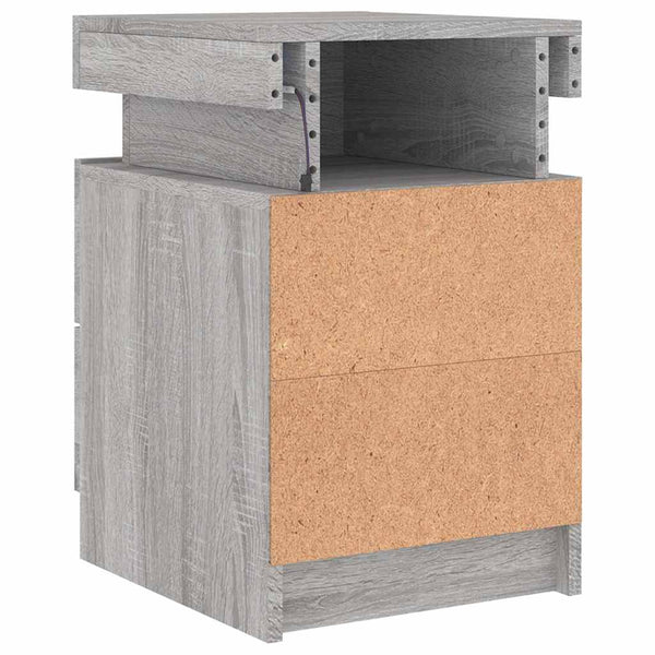 Nachttisch mit LED Grau Sonoma 35x39x55 cm