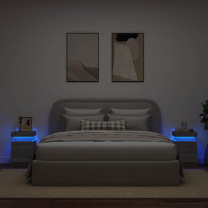Nachttische mit LED-Leuchten, 2er-Set, Grau Sonoma