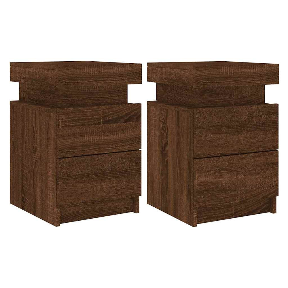 vidaXL Nightstands with LED Lights 2 pcs. Brown Oak Look 35x39x55cm